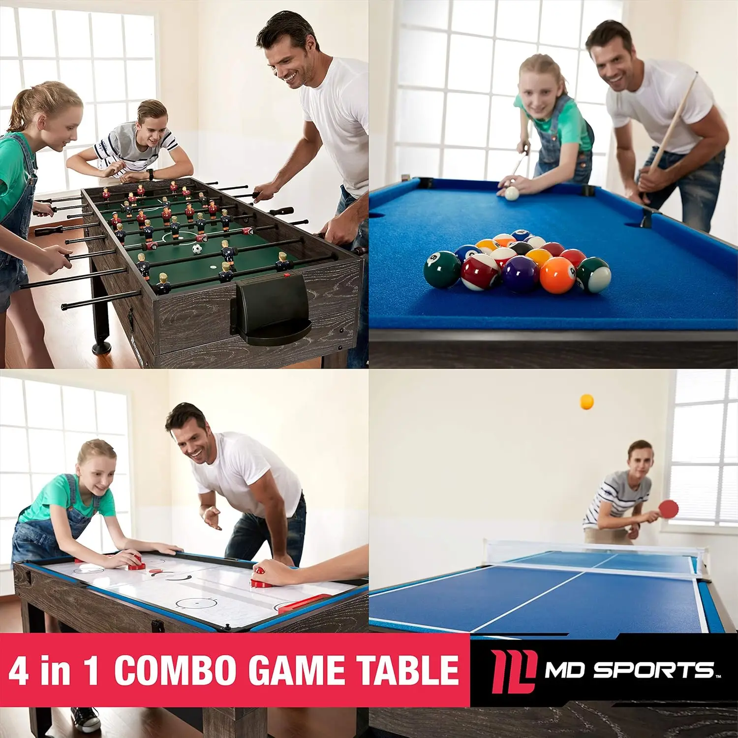 Combination Games Multiple Styles Arcade Collection, Billiards, Hockey, Foosball, Ping Pong, Perfect for Family Game R