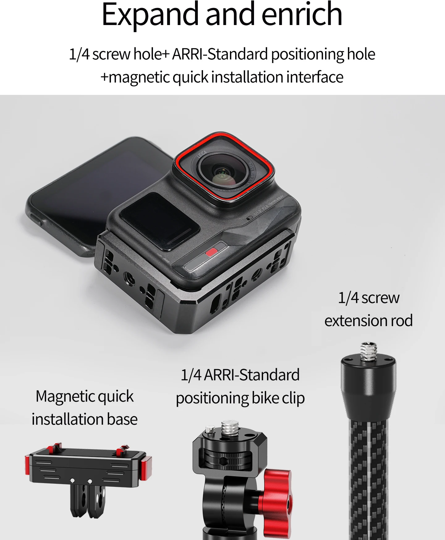 Neue Für Insta360 Ace Pro L Platte Vertikale Horizontale Halterung Magnetische Basis Faltbare Stativ Adapter 1/4 ARRI Sport Kamera Halterung – Detail 7
