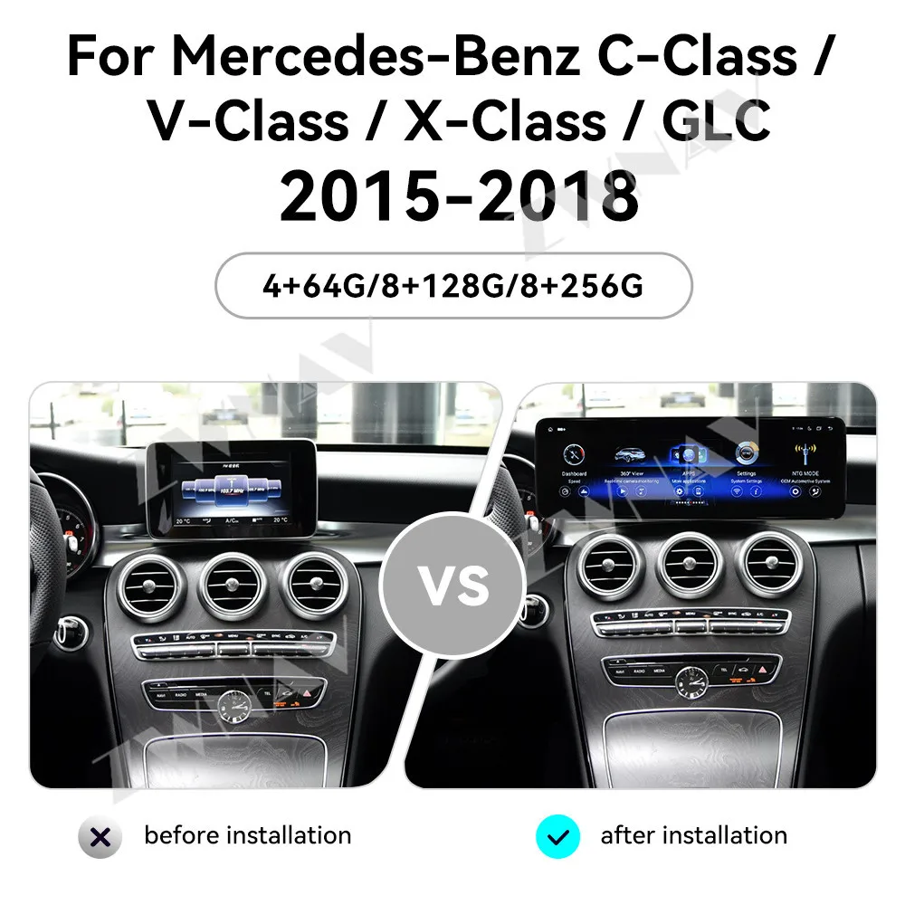 14.9’’ Android 14 For Mercedes-Benz C/V/X/GLC 2015-2018 Car GPS Navigation CarPlay HD Screen Multimedia Player Head Unit Radio