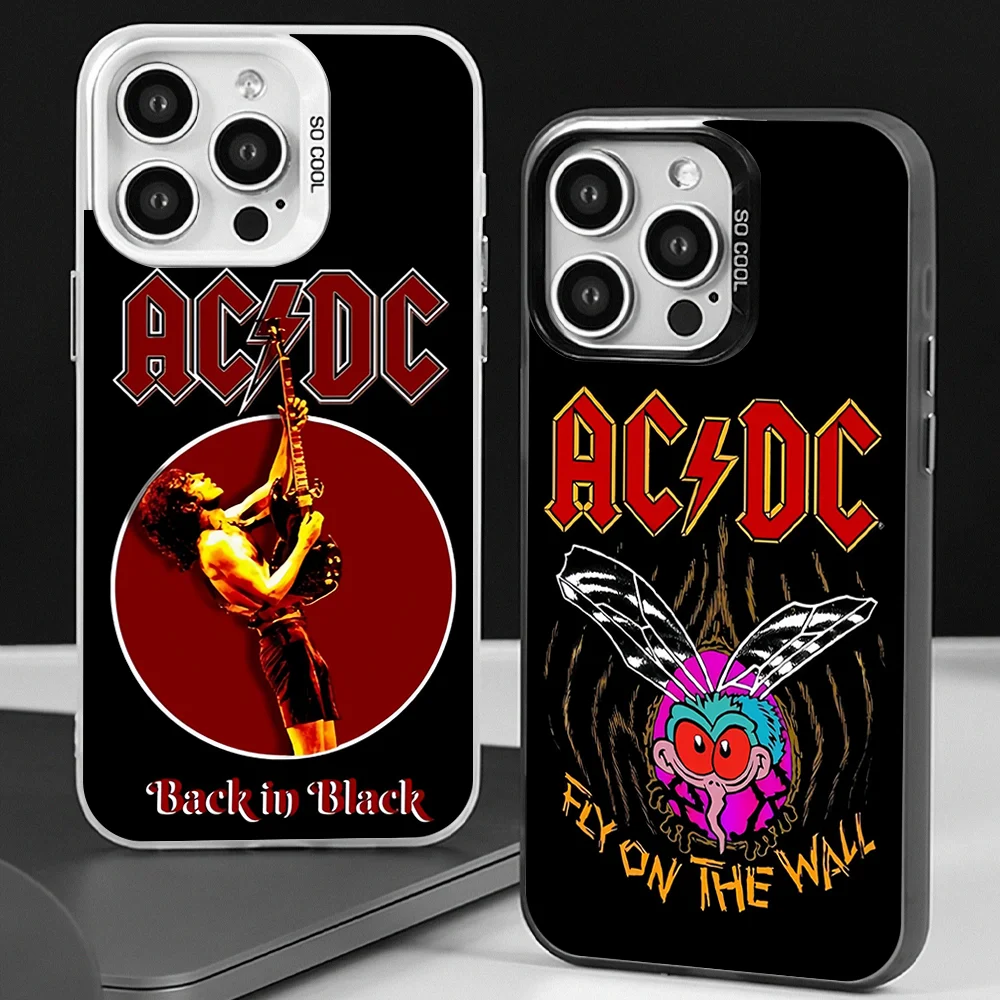 Band-ACDC-AC-DC Phone Case for iPhone 12 11 13 14 15 16 Max Pro Plus Laser Cover