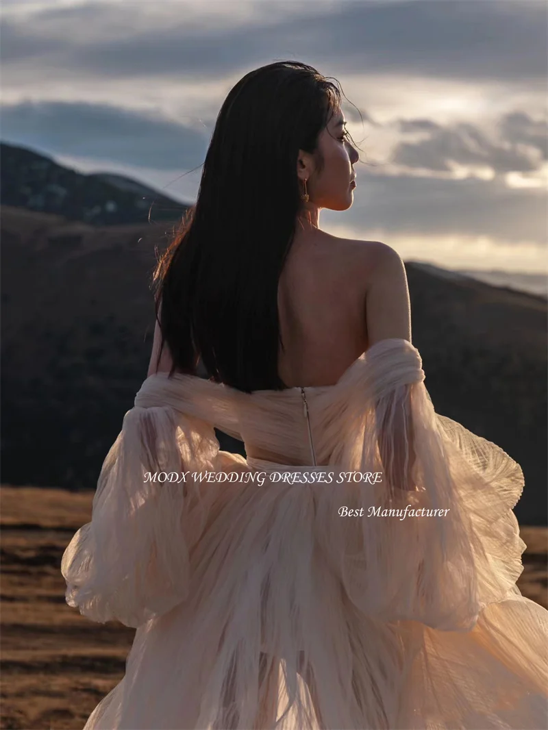 MODX Elegant Puff Long Sleeves Wedding Dresses Sweetheart Soft Tulle Floor-Length Bridal Gowns Boho Robe de mariage Vestidos