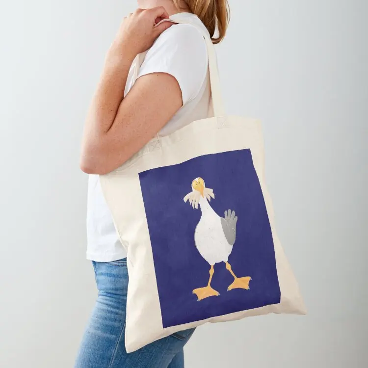 

Funny seagull with French fries cartoon Tote Bag custom canvas bag university shopper bag Candy bags Cloth bags