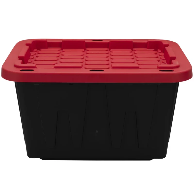 12 Gallon Snap Lid Storage Bin Container, Black with Red Lid, Set of 4storage  storage boxes  storage box