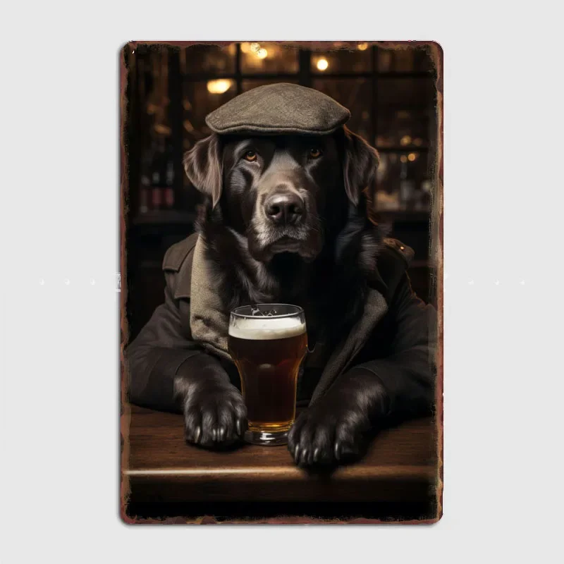

Black Labrador at Vintage Retro Poster Metal Sign Garage Club Indoor Room Decoration Wall Decor Custom Home Decor