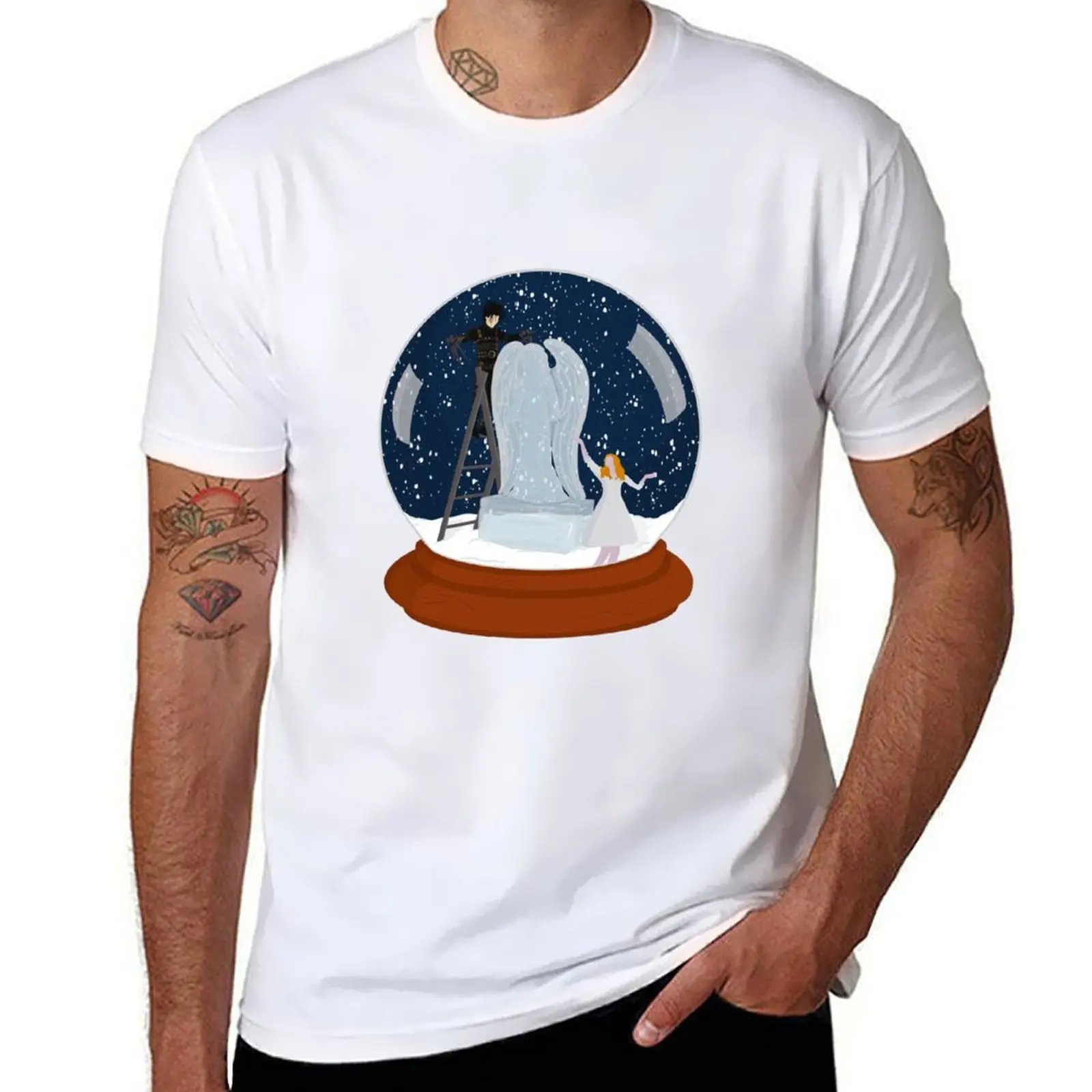 

Edward Scissorhands Snowglobe T-Shirt cotton t shirts man 100% t shirt men 100% cotton luxury brand T-Shirt