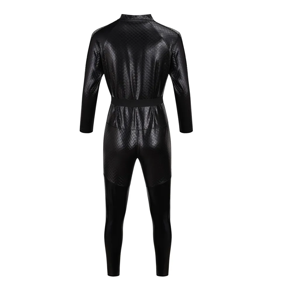 Halloween Costume For Women Cat Suits Sexy Jumpsuit with Whip And Cat Mask Leather Cosplay Uniform Nightclub Party Bodysuit image 3