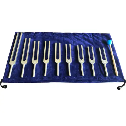 Miwayer Tuning Fork Set 9 Forks for DNA Healing Chakra Sound Therapy Keep Body Mind and Spirit in Perfect Harmony Silver