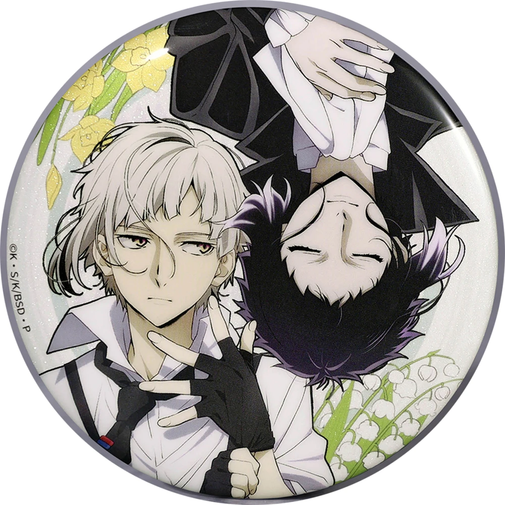 58mm Anime Bungo Stray Dogs Gogol dazai osamu Ryunosuke Akutagawa Cosplay COSTUME Badge Pin SPTE Tinplate Brooch﻿ Prop Gilf - view 5