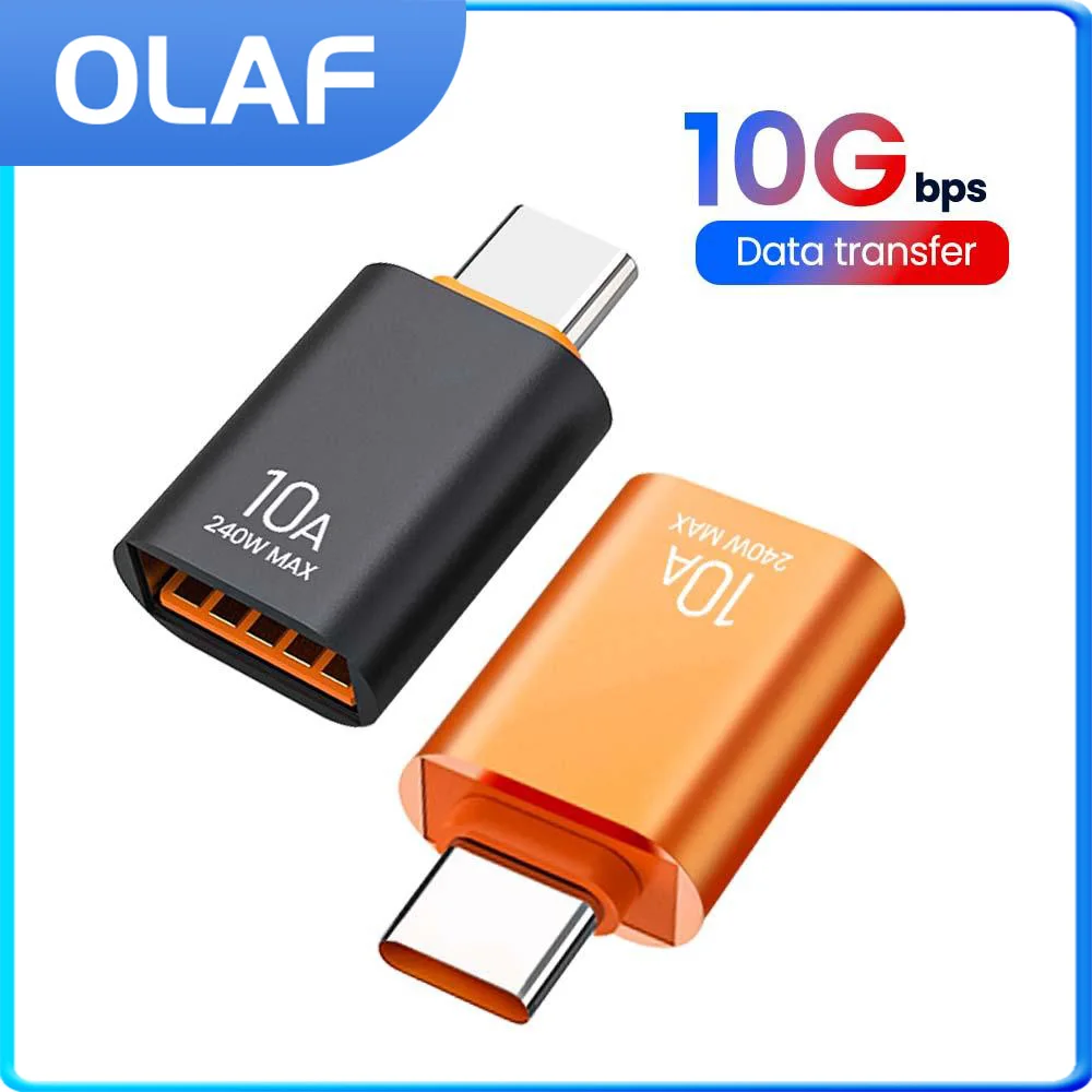 

10A 240W OTG Adapter Type C to USB 3.0 Mobile Phone USB Drive Converter For Macbook Oneplus Xiaomi SamsungPOCO Phone Accessories