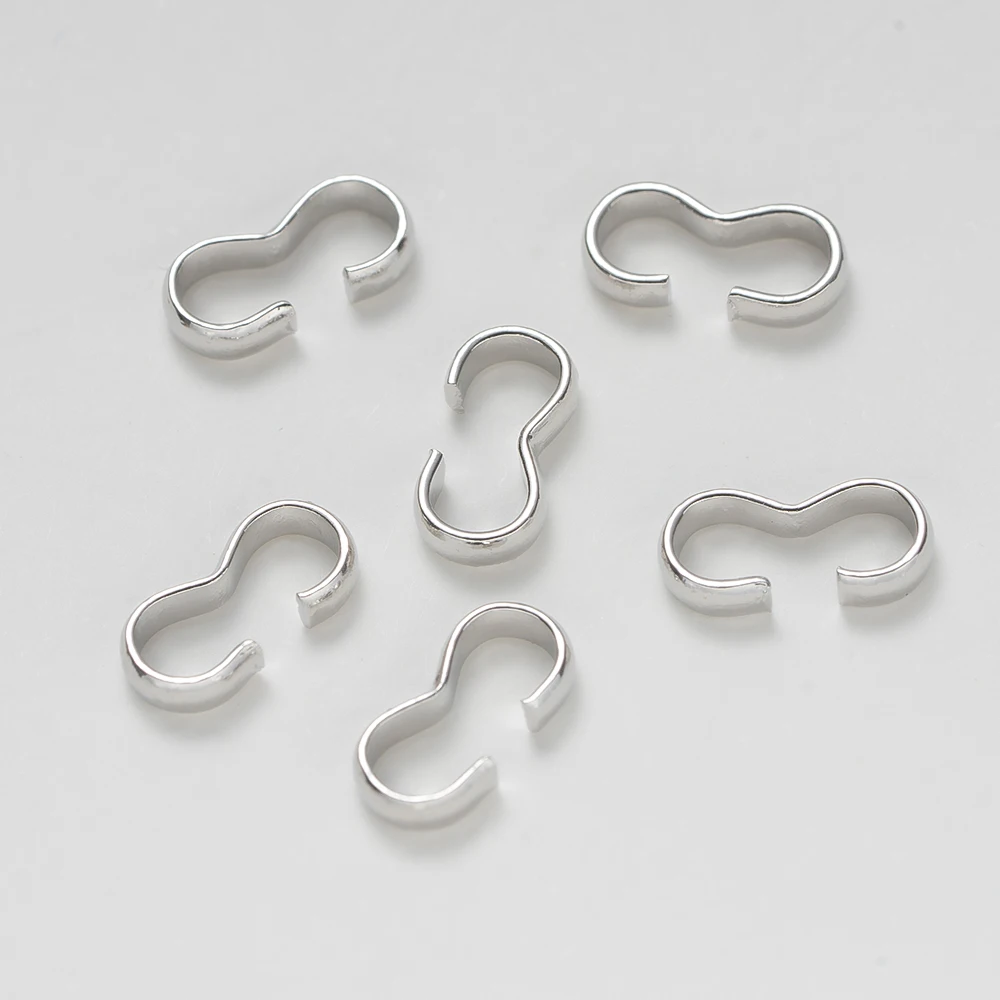 50pcs 18K Copper Plated Brass Genuine Golden Thick Silvery Open 3-Character Buckle, DIY Bracelet Jewelry Making Accessories - view 5