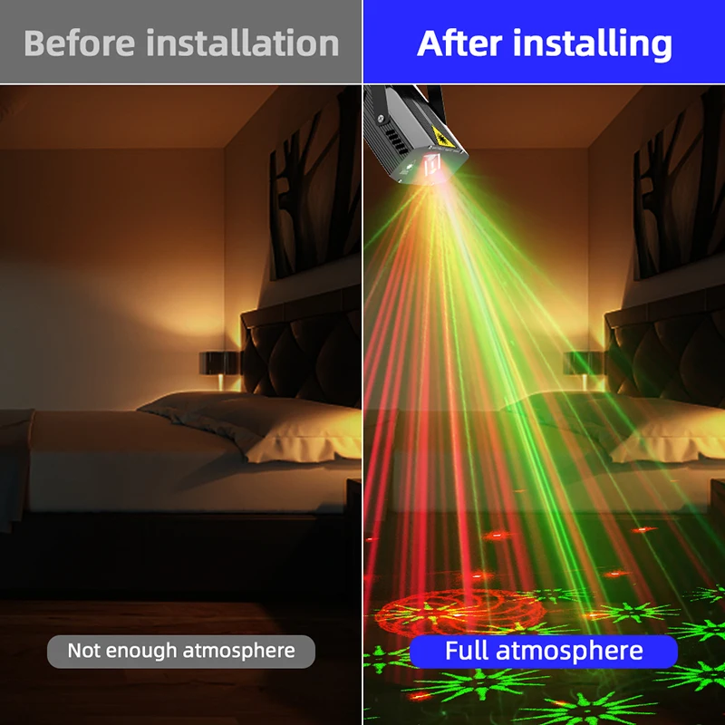 2025NEW Mini Double Hole LED Laser Light DJ Disco Stage Lights  Flash Laser Patterns Party Lights for Bar KTV Christmas Birthday