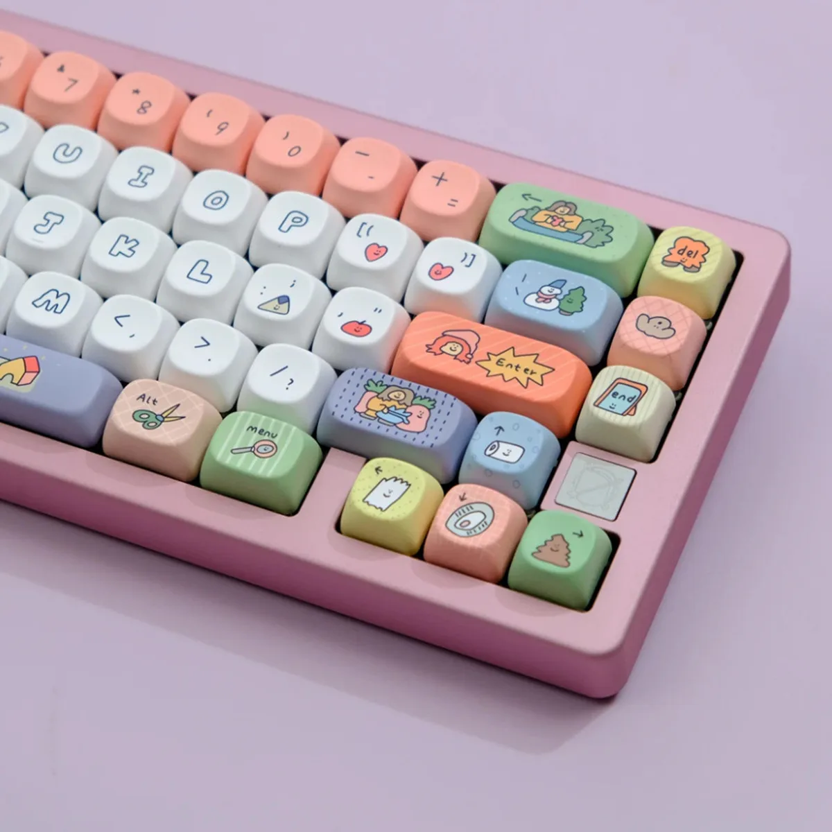 KBCaps 126 Keys PBT Material Cute Smiley face Cartoon Dye Sublimation MOA Profile Keycaps Set For MX Switches GK75 GK96 Keyboard