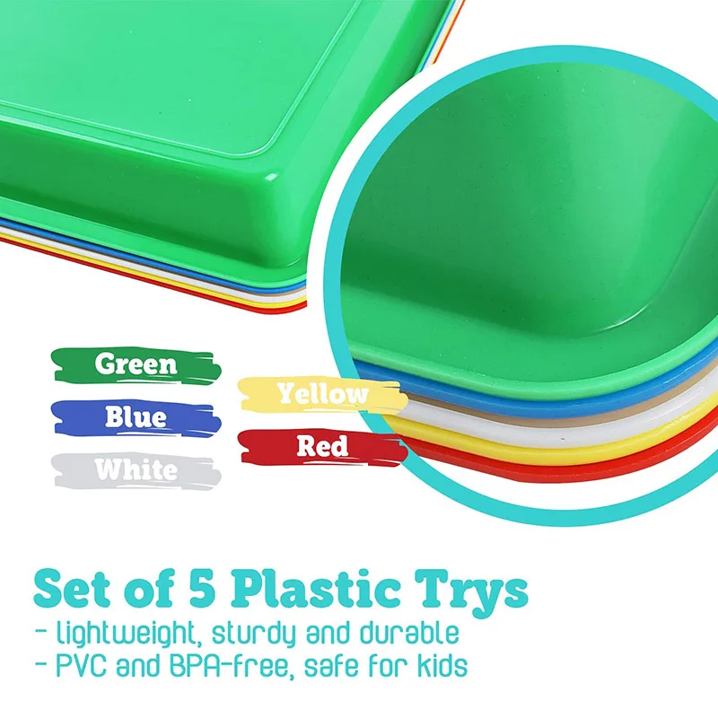 5pcs Simple Rectangular Fruit Dessert Plastic Storage Tray Kitchen Supplies Fruit Plate Restaurant Hotel Bread Pans Tray