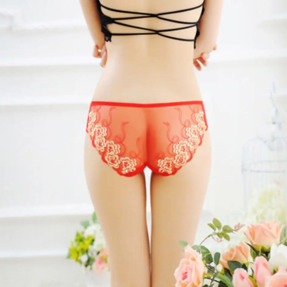 $1the World's Ultra-low Price Erotic Panties Wholesale Women's Sexy Transparent Mesh Embroidery Temptation Panties Love Xoxo 820