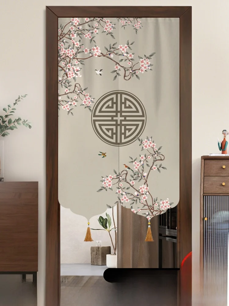 

New Chinese Sle Cotton Linen Door Curtain Kitchen Windproof Privacy Partition No Punching Required Bedroom Batoom Curtain