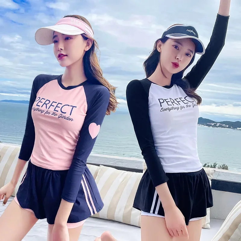 Sports Swimwear Ladies Split Swimsuit New Two Piece Korean Student Vacation Slim Chest Gathered Swimsuit Bikini for Teenagers