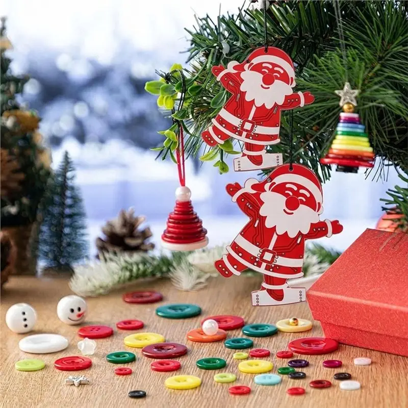 DIY Santa Claus Christmas Tree Music Kit 5 Pieces With LED Lights Electronic Soldering Practice Board Xmas Ornament Pendant