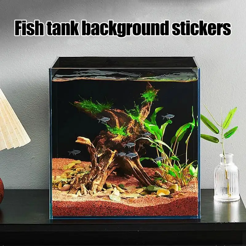 Self Adhesive Fish Tank Background sticker Black Aquarium Backdrop Static Cling Poster For Aquarium Home Fish Tank