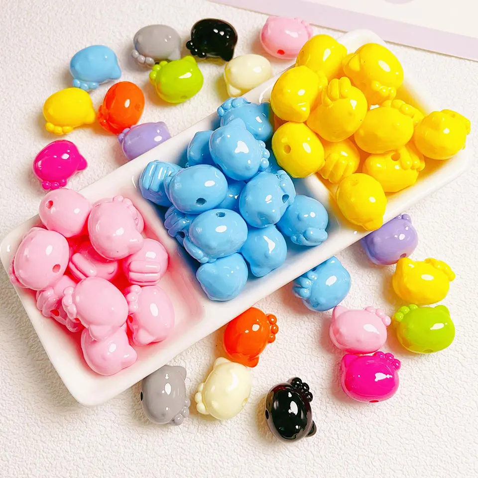 Creamy Kitty Cat Beads For Jewelry Making DIY Children Hair Rope Charms Phone Chain Keychain Bracelet Pet Necklace Accessories