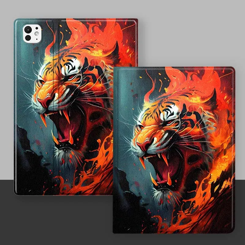 Roaring Tiger Moonlight Cover For iPad Pro Mini Air 1 2 3 4 5 6 7 10 11 th 8 9 gen 11 M4 M5 Foldable Tablet Case