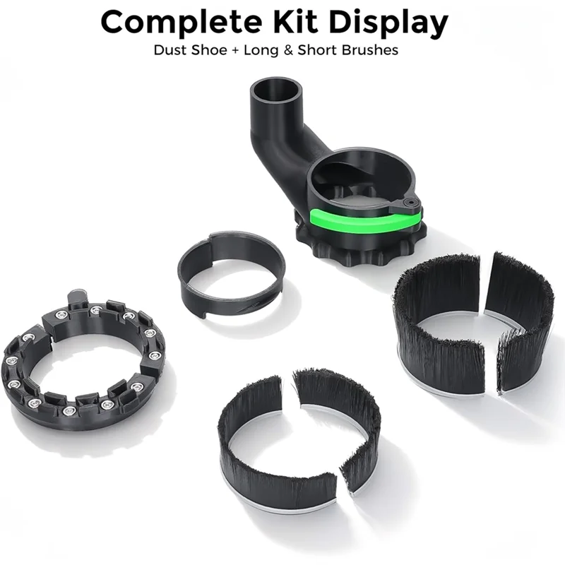 AWAH voor CNC-routermachine stofschoen 65 mm en 69 mm diameter, dubbele borstellengtes, 38 mm (1,5 inch) slangcompatibiliteit