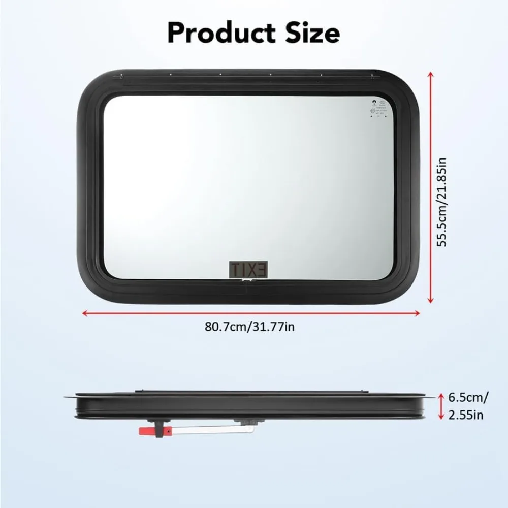 نافذة خروج RV من الألومنيوم 30 وات × 20 ساعة لمقطورات البضائع والمخيمات ومقطورات السفر مع شاشة وزجاج مقسى