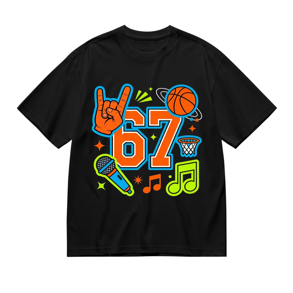 

67 Number Six Seven Funny Graphic Print T-Shirt For Men Women 100% Cotton Short Sleeve Crew Neck Unisex Casual T-shirts Gifts