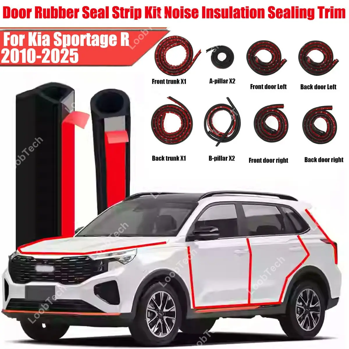 

Комплект уплотнителей двери, резиновая защита от ветра, шумоподавление для Kia SportageR, самоклеящаяся дверная крышка двигателя, звукоизоляционная полоса