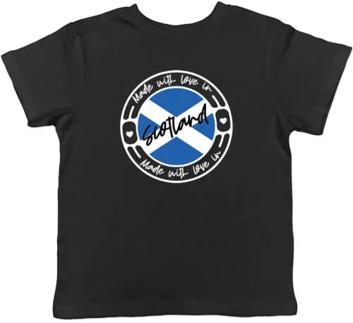 

Made With Love In Scotland Childrens Kids T-Shirt Boys Girls