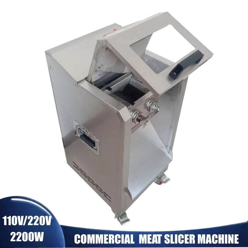 

450KG/H Electric Meat Slicer Commercial Meat Cutter 2200W Pork Lamb Beef Food Stainless Steel Electric Meat Shredded Diced Machi