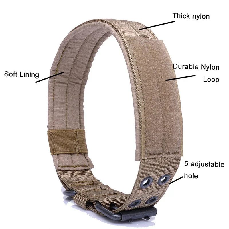 

Outdoor Working Military Tactical Adjustable Pet Dog Training Collar Nylon Leash Metal Buckle M-XL