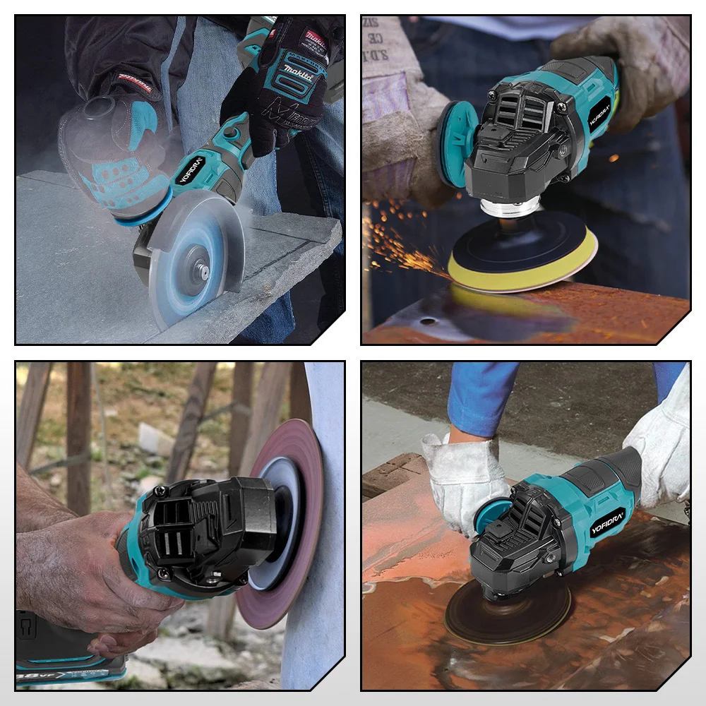 125mm Brushless Angle Grinder 3 Gears Cordless Efficient Metal Wood Grinding Polishing Cutting Tool For Makita 21V Battery Pin