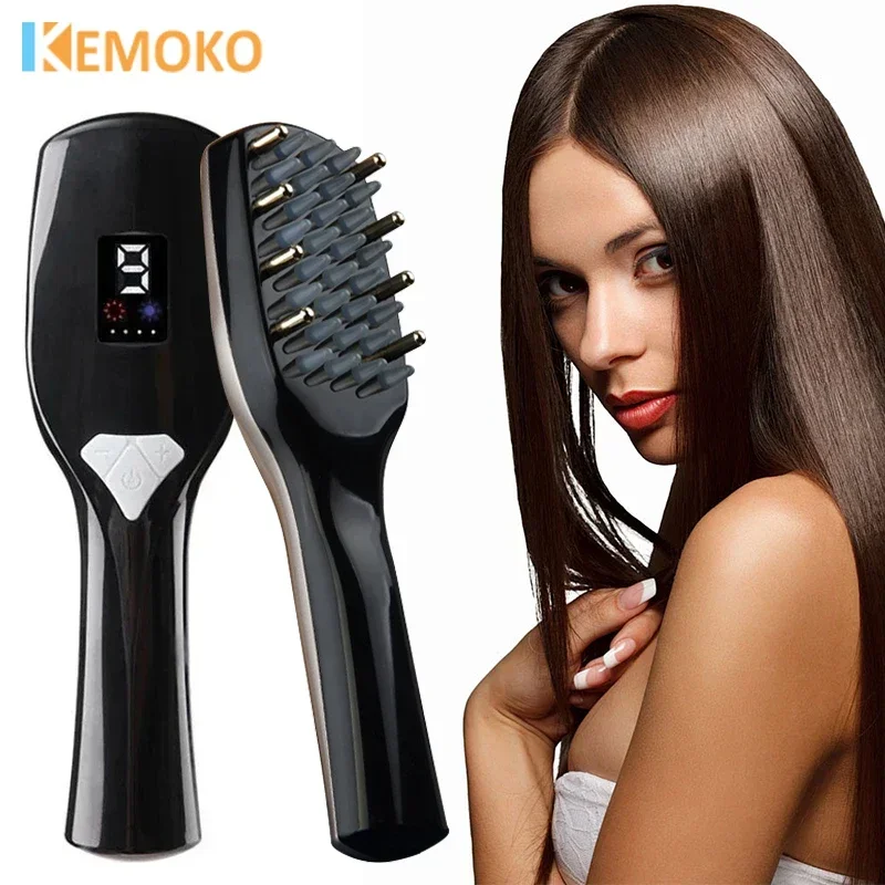 Vibração elétrica massagem pente terapia de perda de crescimento do cabelo pente infravermelho ems led vermelho azul luz vibração massagem cuidados de saúde do cabelo