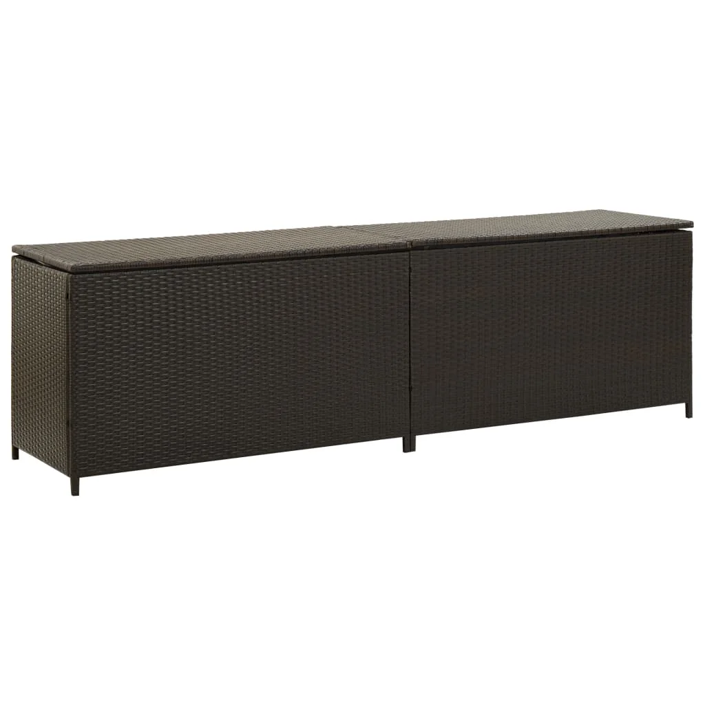 

Patio Storage Box, Poly Rattan Outdoor Storage Cabinet, Courtyard Decoration Brown 200x50x60 cm