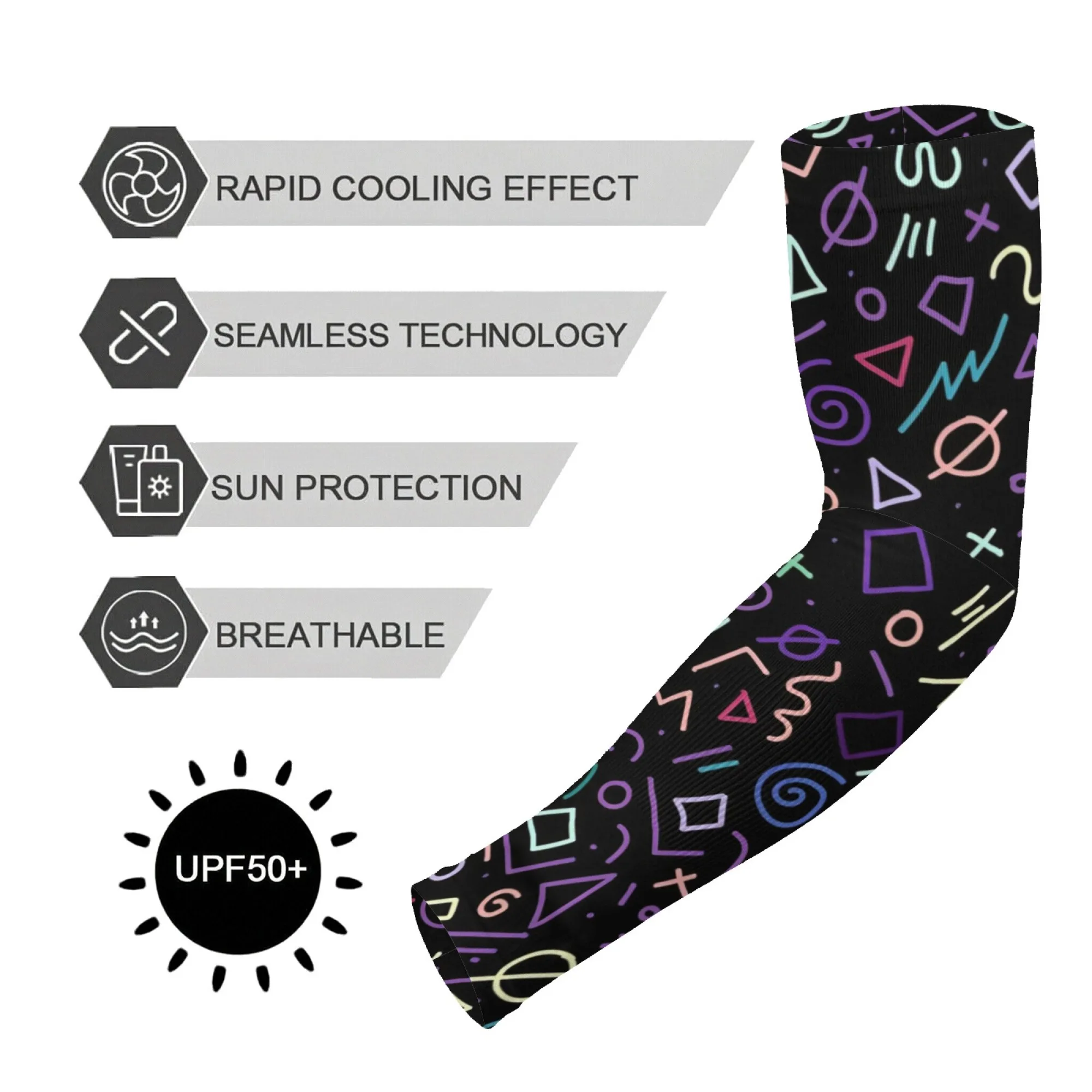 

Novelty Abstract Geometric Arm Sleeves Outdoor Sports UV Protective Covers Soft Comfortable Non-slip Elbow Pads Sleeves Unisex