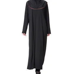 Women Eid Muslim Abaya Morocco Ramadan Hooded Long Robe Arab Dubai Modest Loose Abayas Kaftan Islam Solid Embroidery Casual