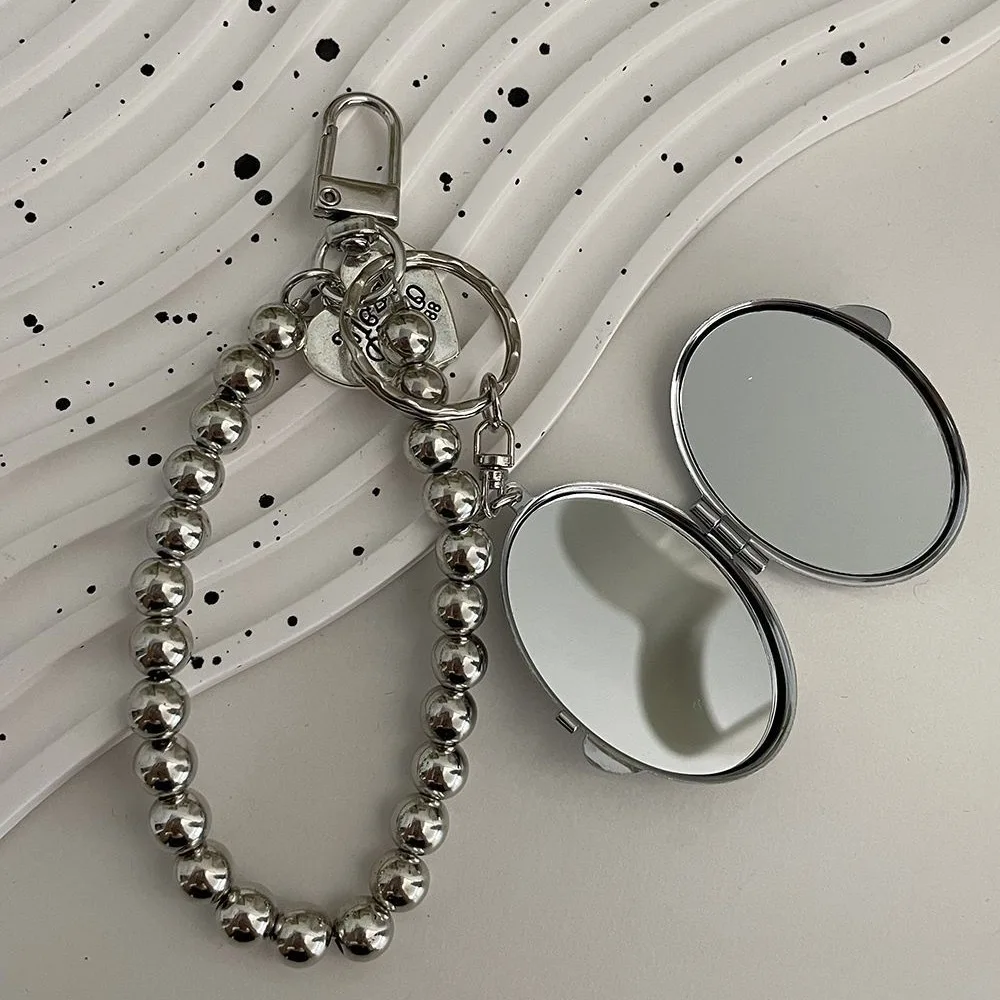 Metal Key Chain Heart Shaped Mirror Mobile Phone Pendant Anti-Lost Metal Y2k Mirror Pendant Keychain Earphone Camera Pendant image 3