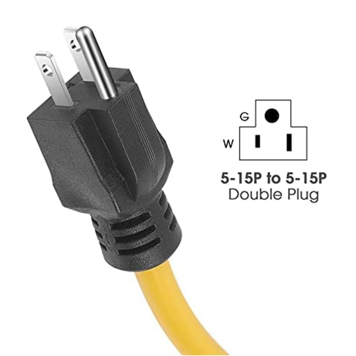

T48C_3 Prong Male to Male Extension Cord,Generator Adapter Cord NEMA 5-15P for Transfer Switch,12AWG 125V (2FT) US Plug