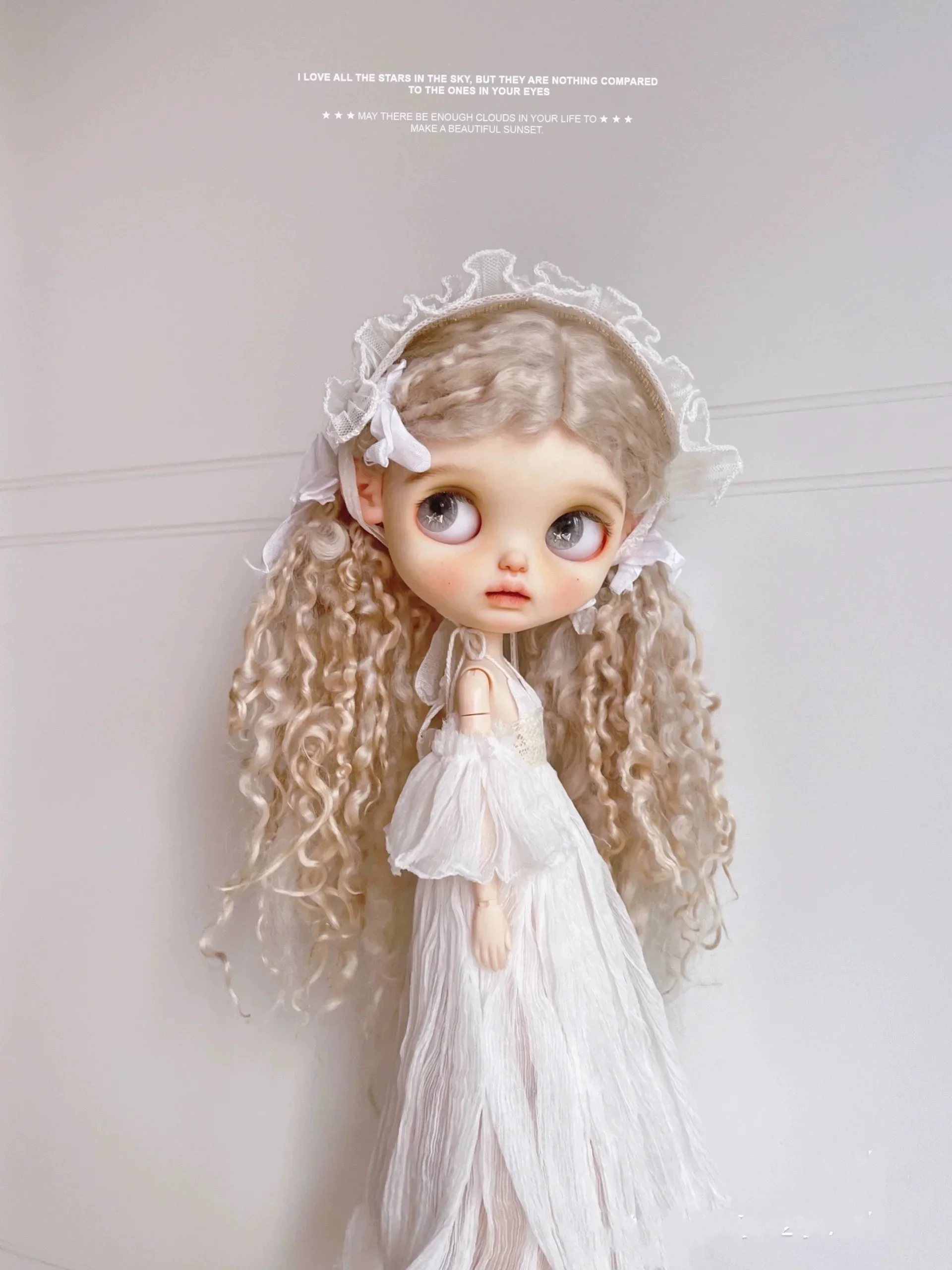 ICY DBS Blyth 30CM 1/6 Doll Clothes OB24 New Azone Gorgeous White Princess Off-the-shoulder Slip Dress Flute Sleeve Doll Clothes