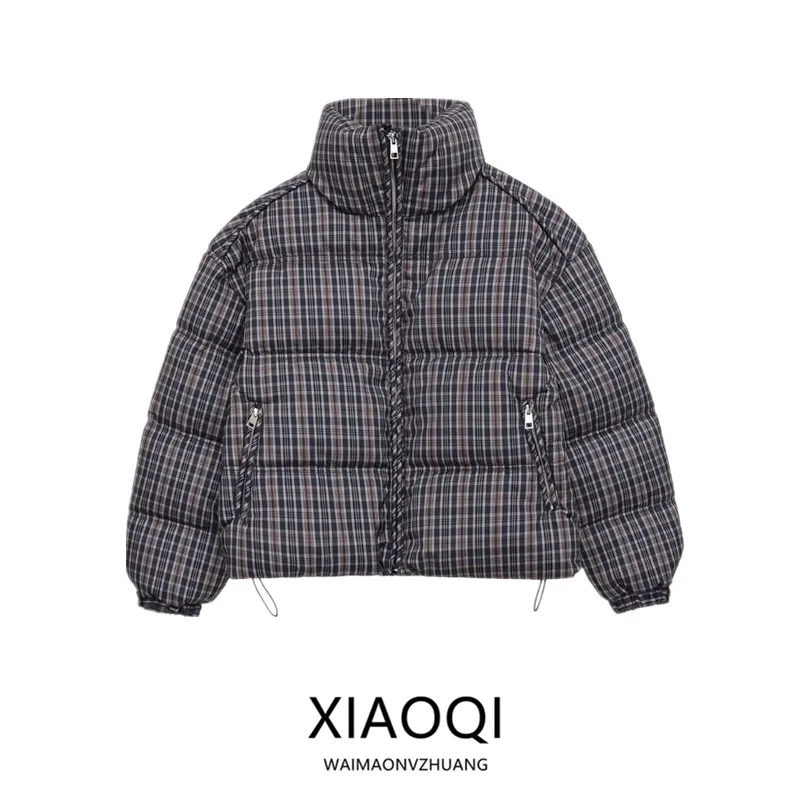 เสื้อโค้ทผ้าฝ้ายลายสก็อต แขนยาว คอตั้ง สำหรับผู้หญิง ฤดูหนาว 2025 รุ่นใหม่ล่าสุด สไตล์ลำลอง มีซิป ปิดด้านนอก เหมาะสำหรับใส่ไปทำงาน