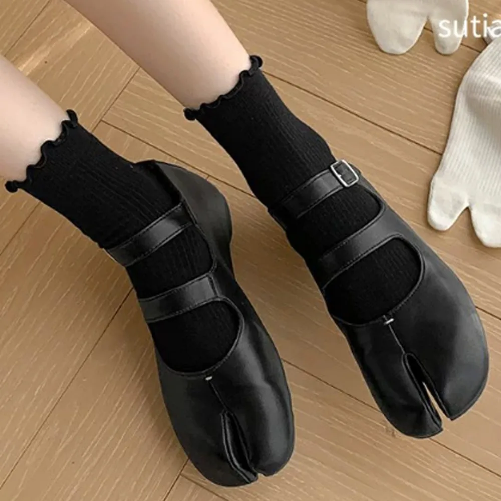 اليابانية المرأة القطن اثنين من الأصابع الأوسط جوارب أنبوبية تو الجوارب الصيف مطاطا الوجه بالتخبط النعال صندل اثنين تو الجوارب للجنسين #4