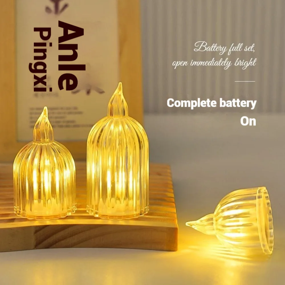 Creative Round Candy Candle Light with Real Crystal Decorative Bedside Lamp for Birthday Gift Romantic Home Decor