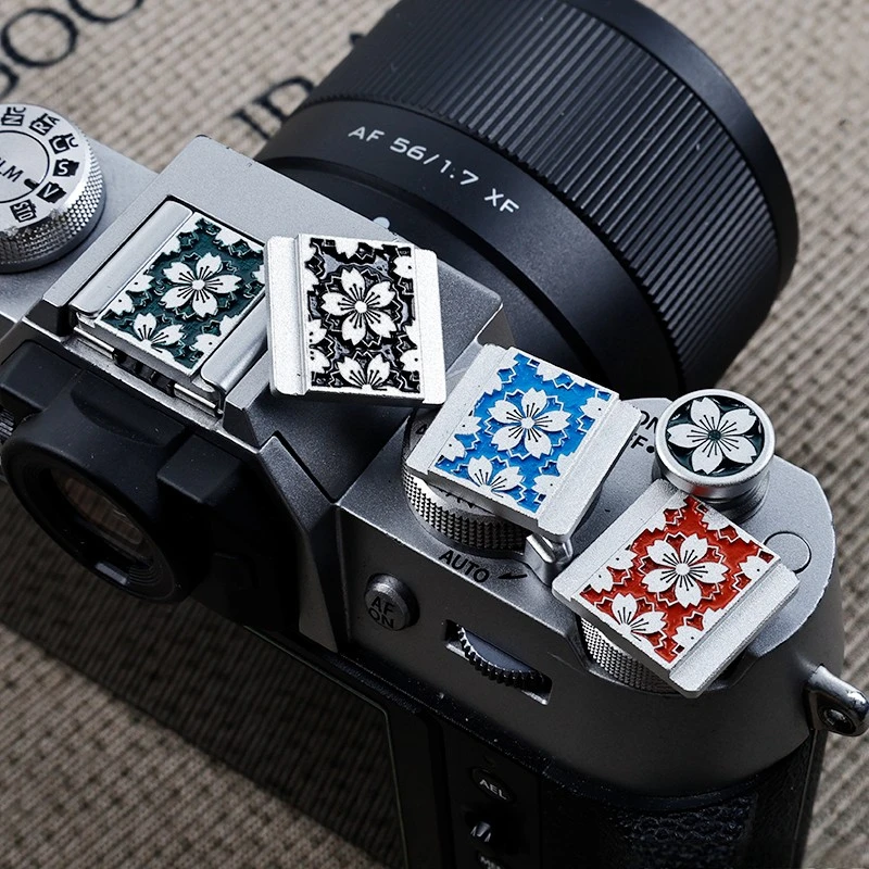 Metal Cherry Blossom Hot Shoe Cover And Shutter Button Set Suitable For Fuji XS10 XM5 XE4 XT5 XT30II XH2S XA7 X100VI XT50 ZFC