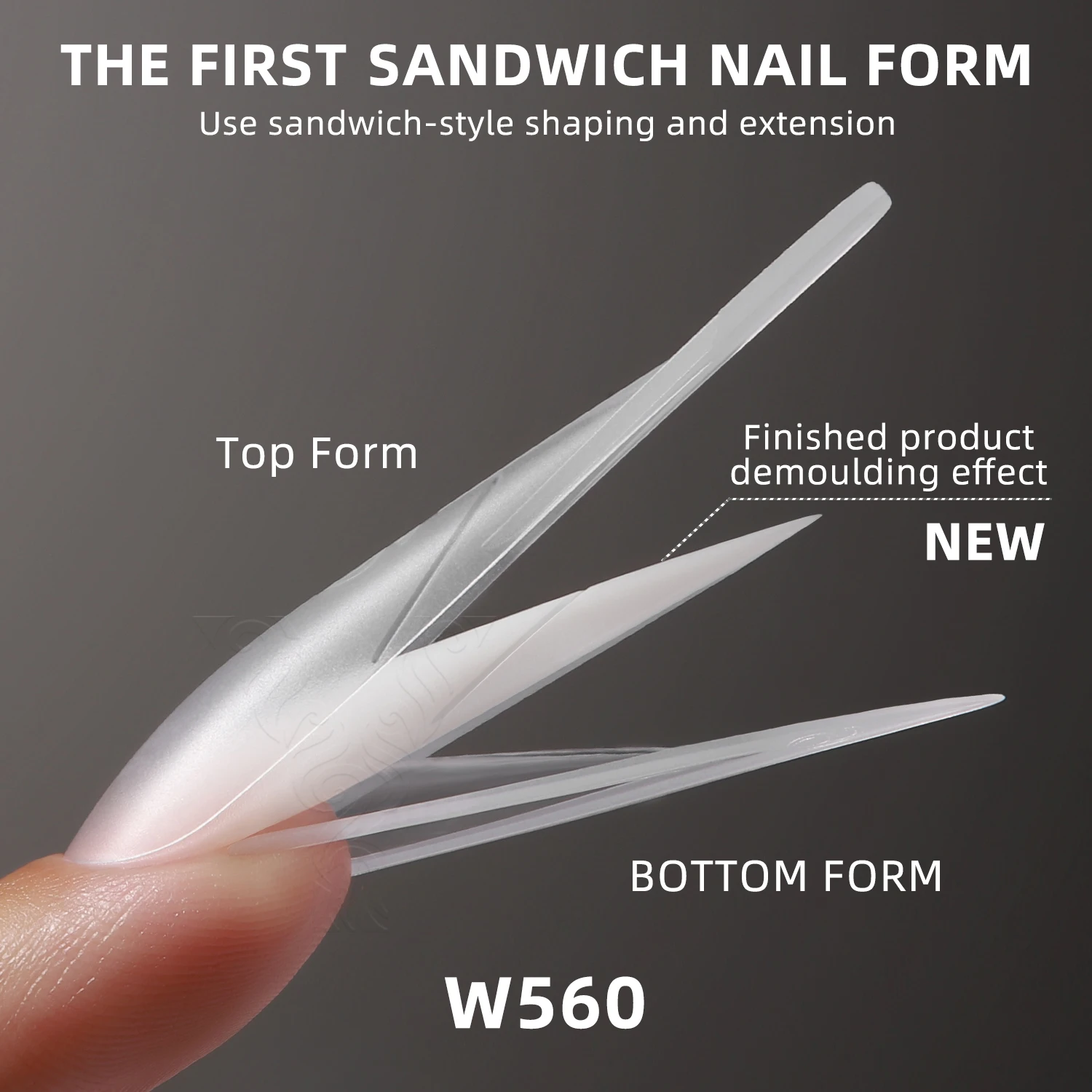 Формы для наращивания ногтей YOKEFELLOW Sandwich Dual Nail Form, 15 размеров, 240 шт., тип «стилет», верхние и нижние формы для профессионального использования в салонах.