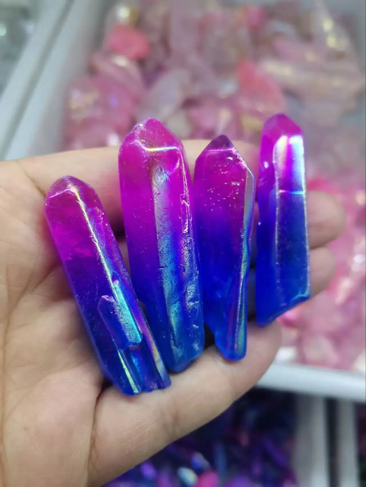 

Гальванические синие шеи, розовые титановые кварцевые кристаллы, точечные целебные камни, декор, натуральные камни, домашний офис, аквариум, подарок