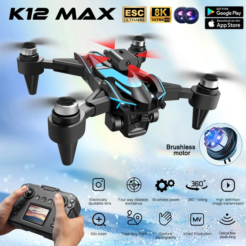 

2024 Screen Control Drone With Professional 8K Three Camera Brushless Obstacle Avoidance Aerial Photography Quadcopter Dron Toy