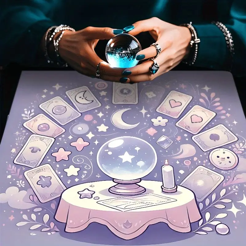 VIKAMA Light Purple Dream Crystal Ball Tarot Cloth, Altar Divination Mat for Spiritual Desktop