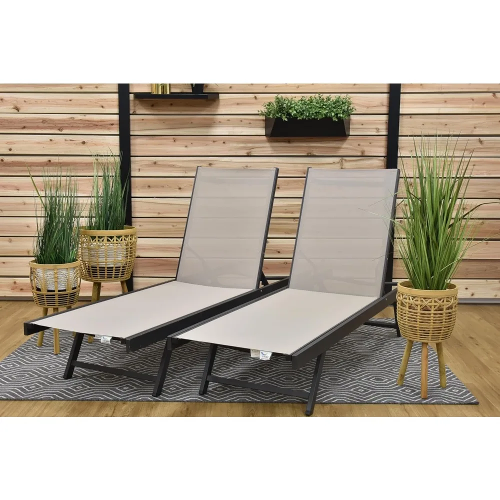 Aluminum Urban Sun Lounger Set Made with Premium Phifertex Outdoor Phifertex Fabric in Cocoa