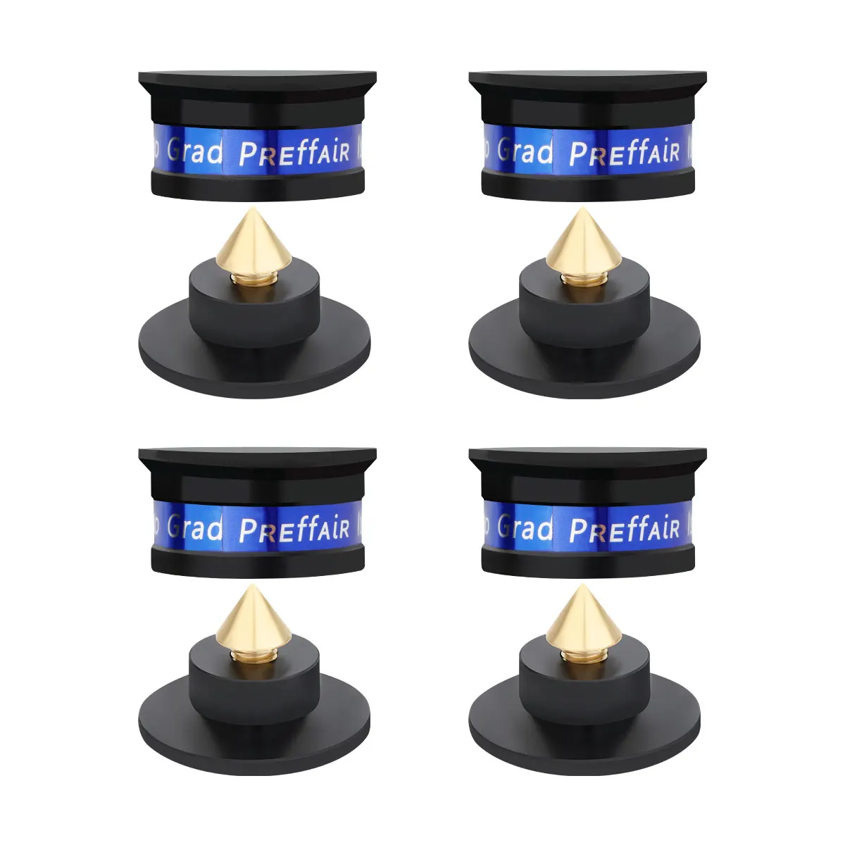 Preffair SP4533อลูมิเนียมสีดำ & สีเงินกันกระแทก spikes + แผ่นแยกยืน HiFi ลำโพงอะลูมินัมอัลลอย