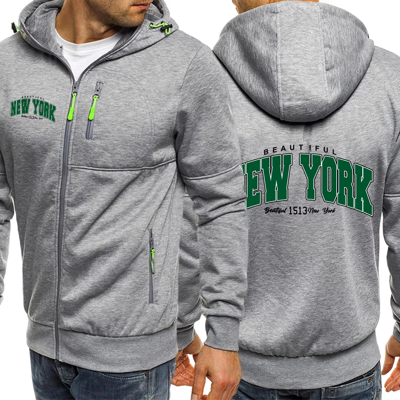 

Beautiful New York Prints Autumn Men Zipper Hoodies Fashion Casual Streetwear Fleece Hooded Coat Hot Sale Oversize Clothes